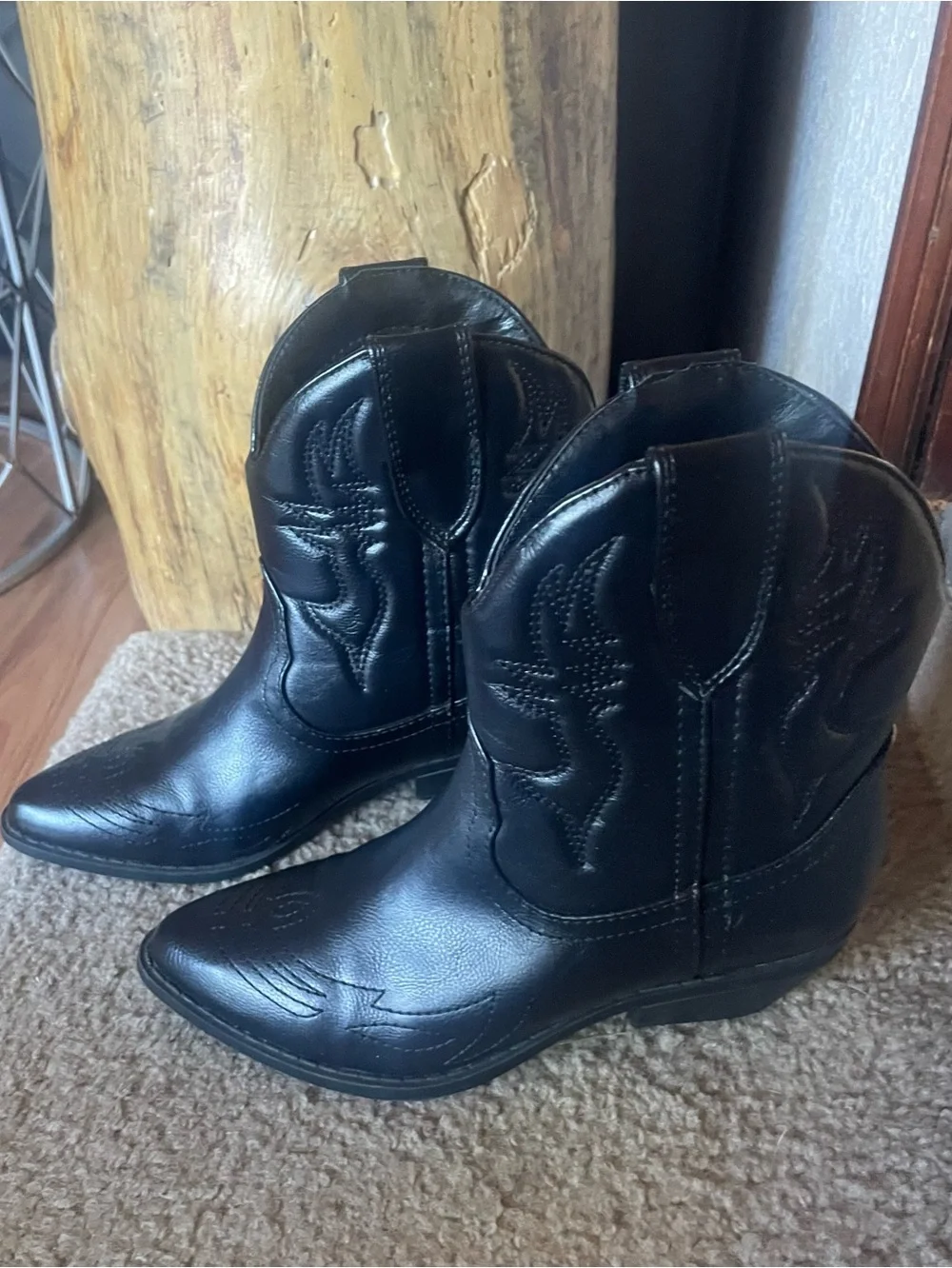 Women's Black Ankle Booties- Cowboy Style